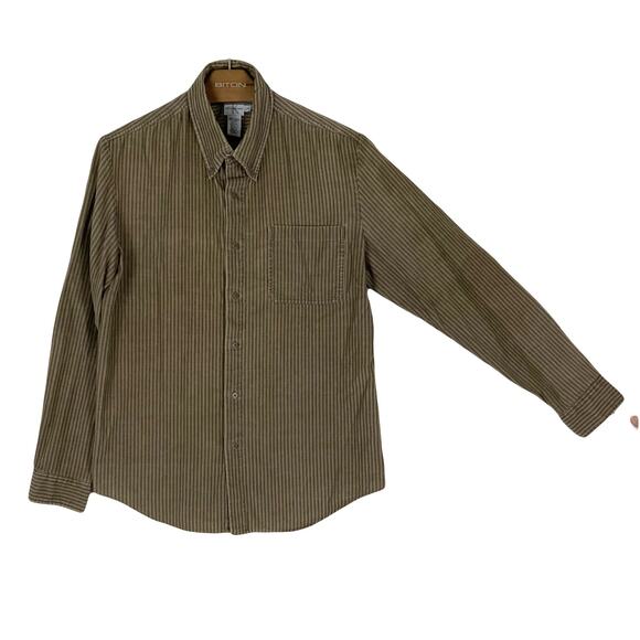 NWOT CALVIN KLEIN JEANS Shirt Men L Vintage Corduroy Stripe Logo Pocket Long-Slv - Picture 1 of 10